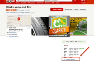 Screenshot demonstrating how to claim a Yelp business listing